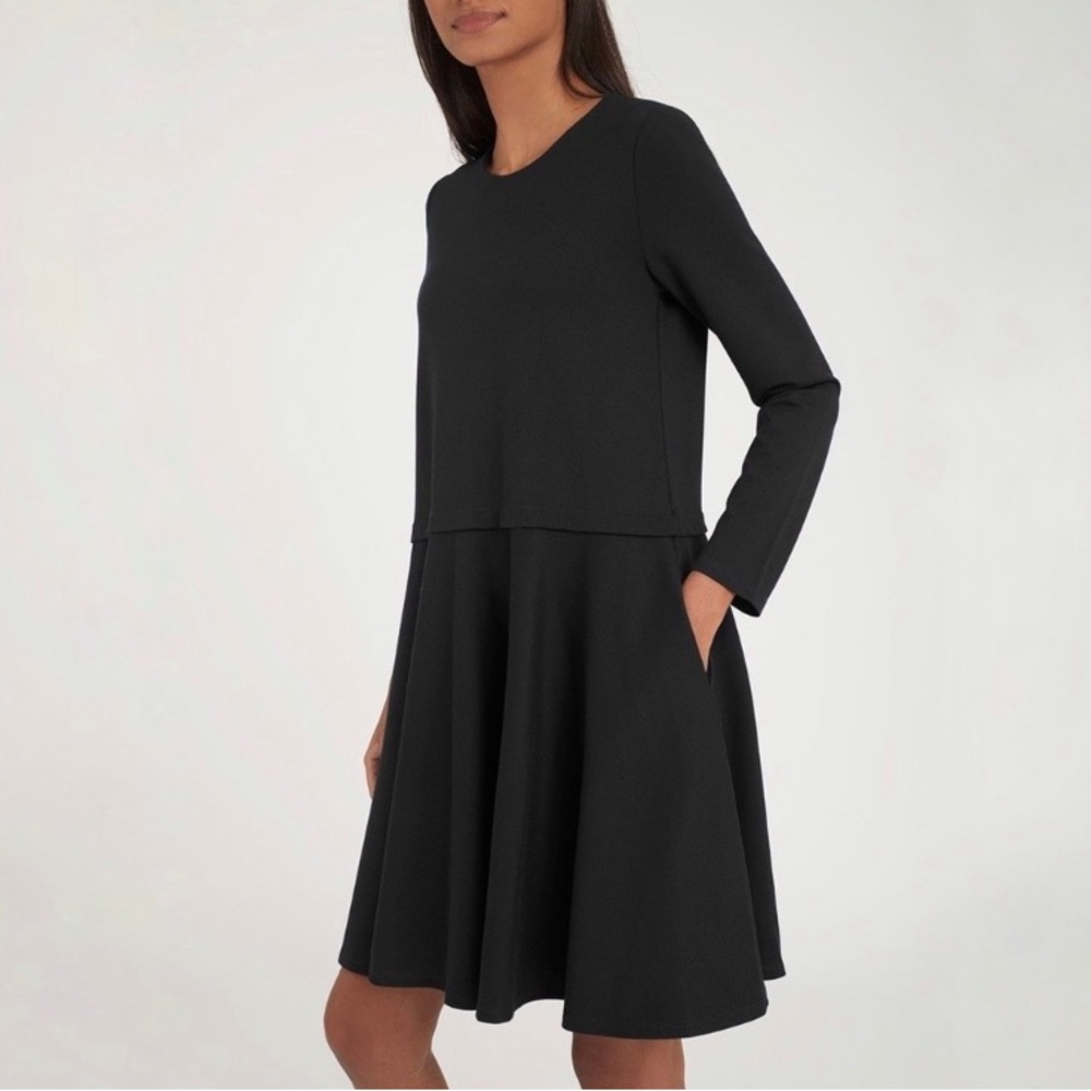 CUYANA Ponte Long Sleeve Dress Black M